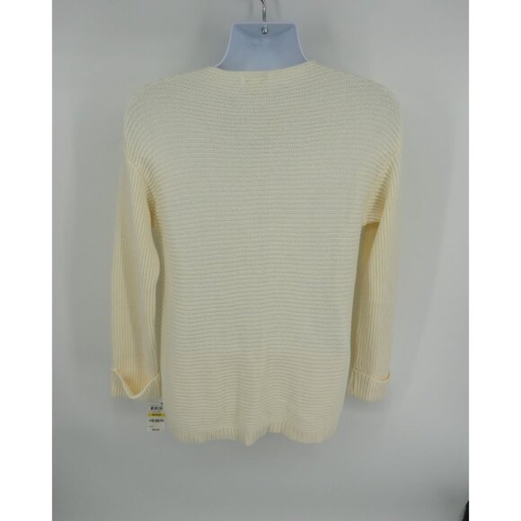 Charter Club Vanilla Bean Medium V-Neck Ribbed Pullover Sweater NWT $69.50 - Picture 4 of 6